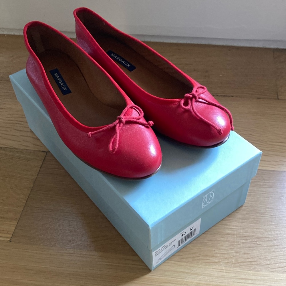 Margaux Red Flats with Decorative Bow